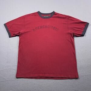 Vintage Abercrombie & Fitch Shirt Men XL‎ Red Ringer Tee Logo Graphic